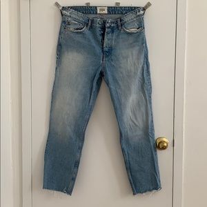 Zara Light Wash Denim Frayed Hems